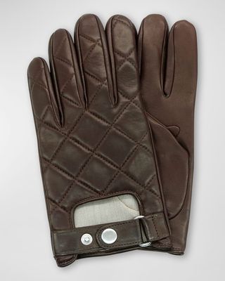 Men's Diamond-Quilted Leather Driving Gloves