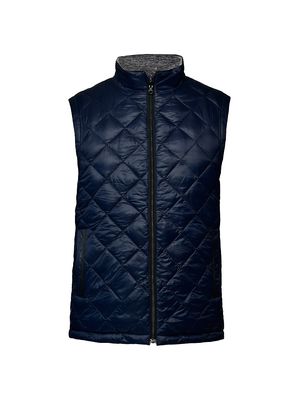 Men's Diamond Quilted Reversible Fleece Vest - Navy - Size Small - Navy - Size Small