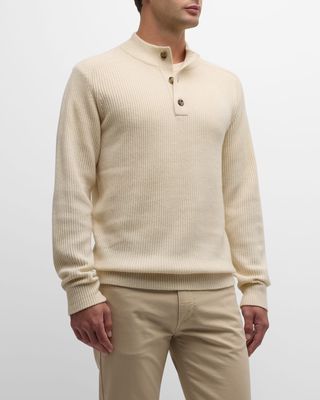 Men's Digby 3-Button Ribbed Mock Neck Sweater