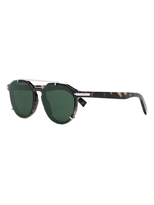 Men's DiorBlackSuit R2I 56MM Round Sunglasses - Blonde Havana Green