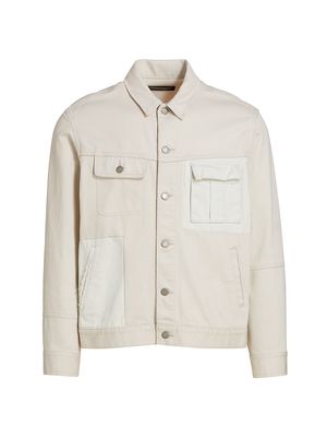 Men's Distressed Cotton Jacket - Ice Gray - Size Medium - Ice Gray - Size Medium