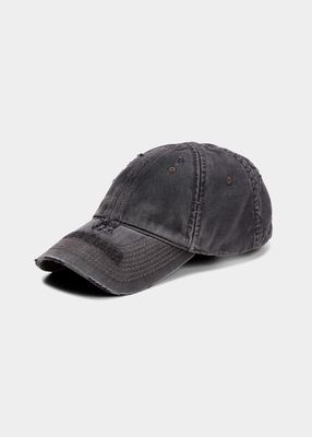 Men's Distressed Denim Baseball Cap