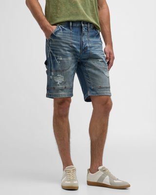 Men's Distressed Denim Carpenter Shorts