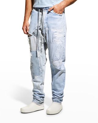 Men's Distressed Denim Lounge Jeans