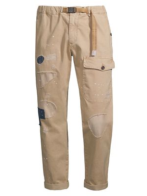 Men's Distressed Patchwork Cargo Pants - Tan - Size 28 - Tan - Size 28