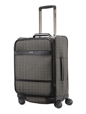 Men's Domestic Carry On Expandable Spinner Suitcase - Black Herring Bone - Black Herring Bone