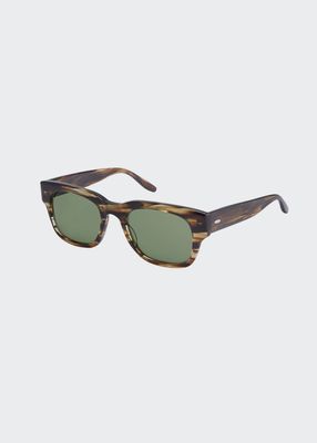 Men's Domino Square Solid Acetate Sunglasses