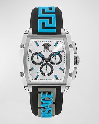 Men's Dominus Greca Silicone Strap Watch, 42mm