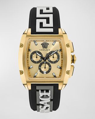 Men's Dominus IP Yellow Gold Silicone Strap Watch, 42mm