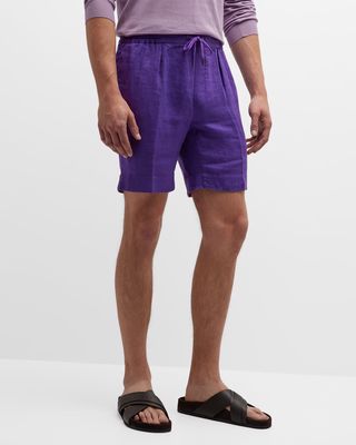 Men's Dorset Pleated Linen Shorts