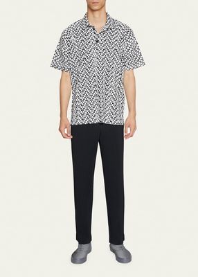Men's Dotta Two-Tone Plisse Polo Shirt