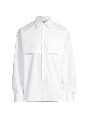 Men's Double-Barcode Cotton Shirt - White - Size Small - White - Size Small