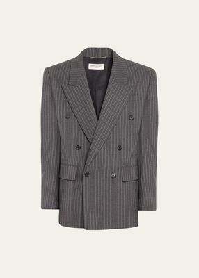 Men's Double-Breasted Pinstripe Sport Coat