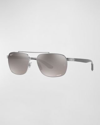 Men's Double-Bridge Mirror Lens Sunglasses