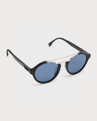 Men's Double-Bridge Round Sunglasses
