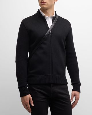 Men's Double-Face Cashmere Knit Bomber Jacket
