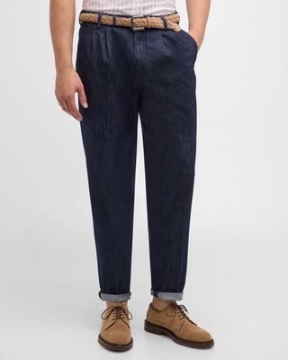 Men's Double-Pleat Denim Pants