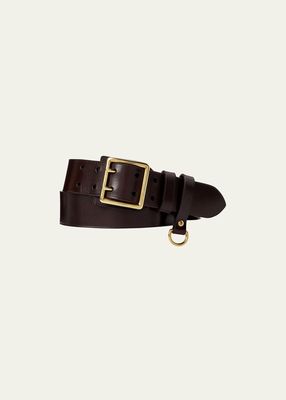 Men's Double Prong Buckle Leather Belt