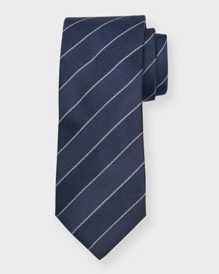 Men's Double Stripe Silk-Cotton Tie