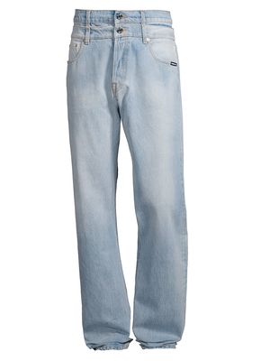 Men's Double Waist Five-Pocket Jeans - Light Blue - Size 29
