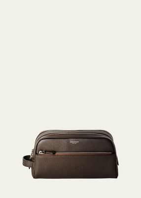 Men's Double-Zip Cachemire Leather Toiletry Bag