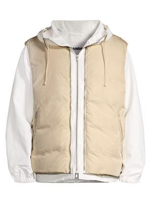 Men's Down Hooded Jacket - White - Size Medium