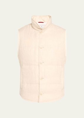 Men's Down Padded Button-Front Vest