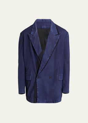 Men's Draped Wool Gabardine Garment-Dyed Blazer