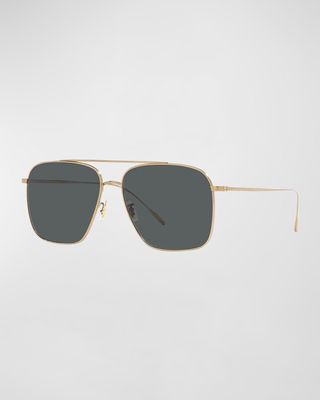 Men's Dresner Titanium & Crystal Aviator Sunglasses
