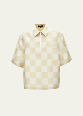 Men's Duchesse Checkerboard Quarter-Zip Shirt