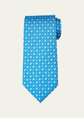 Men's Duck and Fish-Print Silk Tie