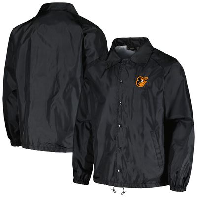 Men's Dunbrooke Black Baltimore Orioles Coach's Raglan Full-Snap Windbreaker Jacket