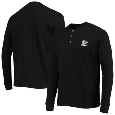Men's Dunbrooke Black Kansas City Chiefs Logo Maverick Thermal Henley Long Sleeve T-Shirt