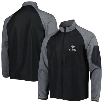 Men's Dunbrooke Black New Orleans Saints Hurricane Raglan Full-Zip Windbreaker Jacket