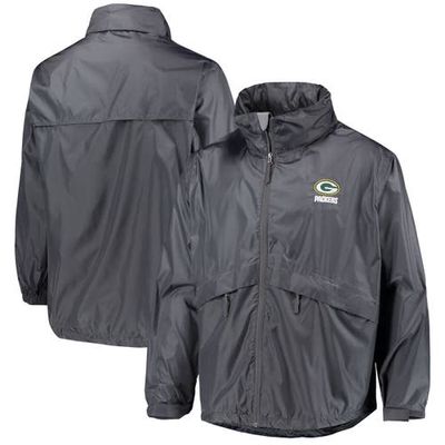 Men's Dunbrooke Graphite Green Bay Packers Circle Sportsman Waterproof Packable Lightweight Full-Zip Jacket