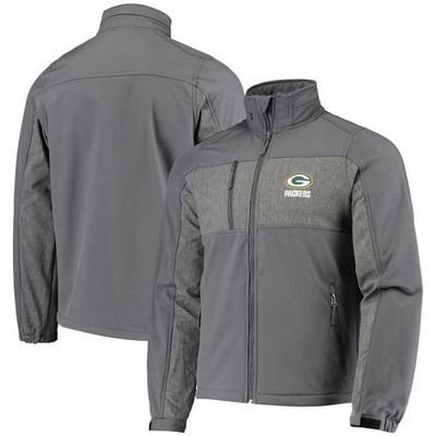 Men's Dunbrooke Graphite Green Bay Packers Circle Zephyr Softshell Full-Zip Jacket