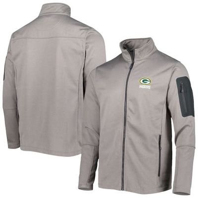 Men's Dunbrooke Heather Gray Green Bay Packers Freestyle Coated Tech Fleece Full-Zip Jacket
