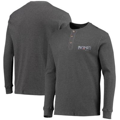 Men's Dunbrooke Heathered Gray New England Patriots Logo Maverick Thermal Henley Long Sleeve T-Shirt in Heather Gray