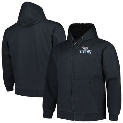 Men's Dunbrooke Navy Tennessee Titans Big & Tall Dakota Canvas Hoodie Full-Zip Jacket