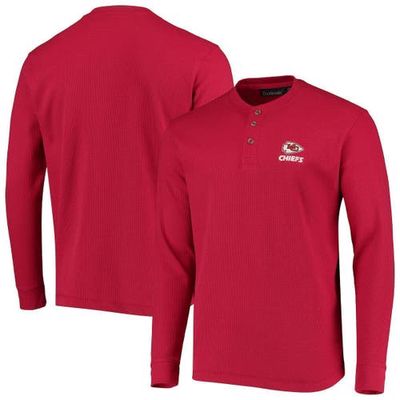 Men's Dunbrooke Red Kansas City Chiefs Logo Maverick Thermal Henley Long Sleeve T-Shirt