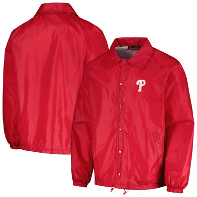 Men's Dunbrooke Red Philadelphia Phillies Coach's Raglan Full-Snap Windbreaker Jacket