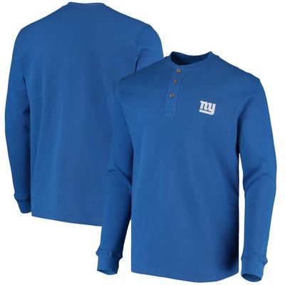 Men's Dunbrooke Royal New York Giants Logo Maverick Thermal Henley Long Sleeve T-Shirt