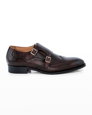 Men's Easton Double-Monk Strap Leather Loafers