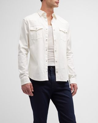 Men's Eastwood Slim Linen-Blend Western Shirt