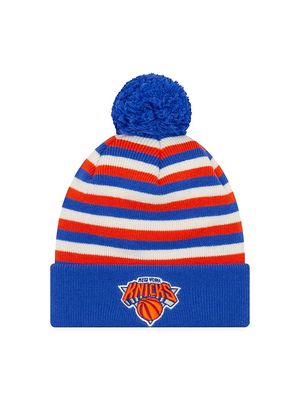 Men's EK Cashmere New York Knicks Striped Knit Beanie - Blue Orange - Blue Orange
