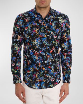 Men's Electric Reef Printed Cotton Sport Shirt