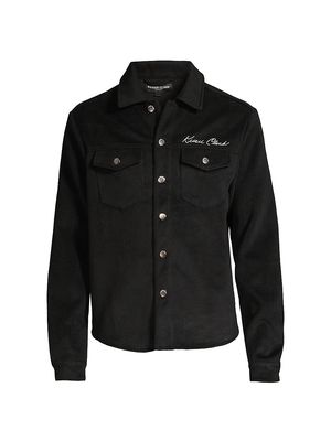 Men's Electrica Primula Midnight Logo Flannel Trucker Jacket - Black White - Size Small - Black White - Size Small