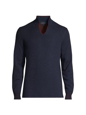 Men's Ellen Cashmere Melange Sweater - Navy Blue - Size Small - Navy Blue - Size Small