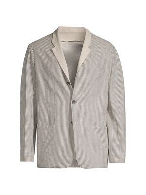 Men's Ellen Seersucker Blazer - Pearl Grey - Size Small - Pearl Grey - Size Small
