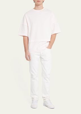 Men's Embellished-Collar Patchwork T-Shirt